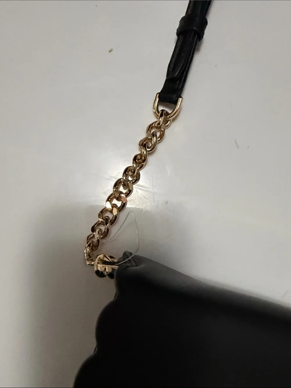 Michael Kors Black Leather Scallop-Flap Crossbody with Gold Hardware